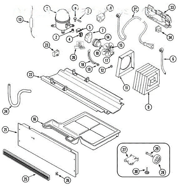 Whirlpool Refrigerator Wire Harness, Compressor 61005258