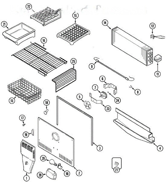 Whirlpool Refrigerator Wire Harness, Frz. 61005102