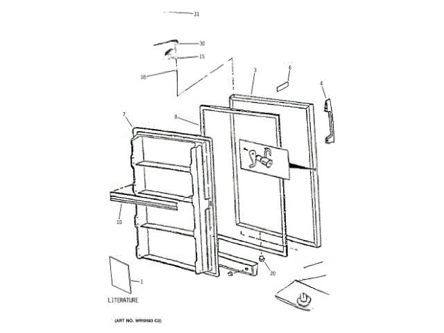 GE Freezer Painted Door Assembly WR78X12151