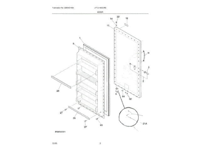Frigidaire Freezer Outside Door Panel 297264105