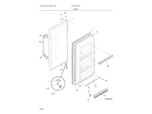 Frigidaire Freezer Door Handle 241972501