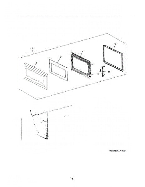 Frigidaire Microwave Door Assembly 5304472468