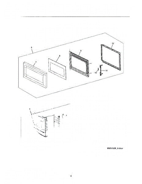 Frigidaire Microwave Door Assembly 5304472469