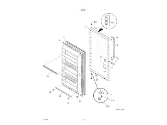 Frigidaire Freezer Outer Door Panel 297316501