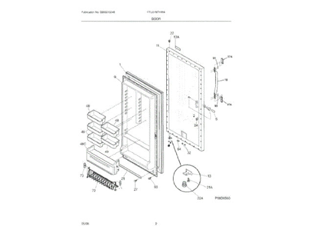 Frigidaire Freezer Outside Door Panel 297316704
