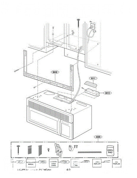 LG Microwave Cooking Guide Label 3850W1D069L