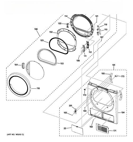 GE Dryer Hinge Guide WH01X10480