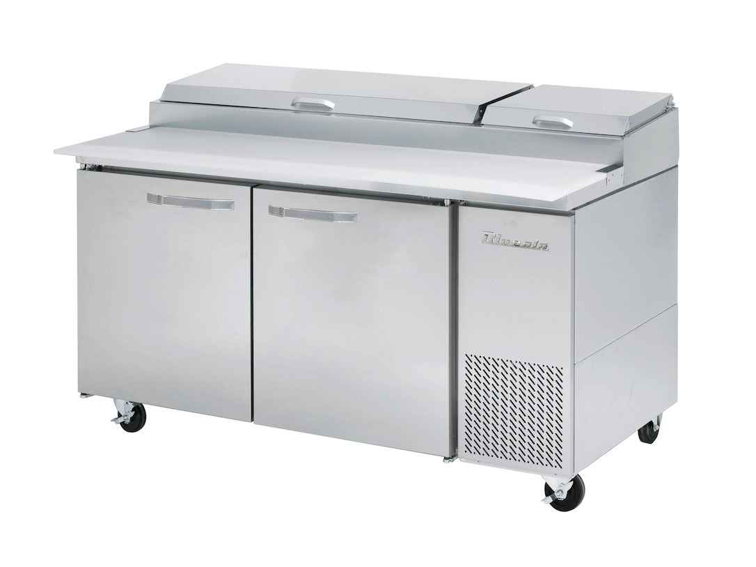 Blueair 2 Doors All Stainless Pizza Prep.Table, 67" wide, 20.2 cu/ft. - (9) 1/3 Pans - By Others. R-290 Refrigerant