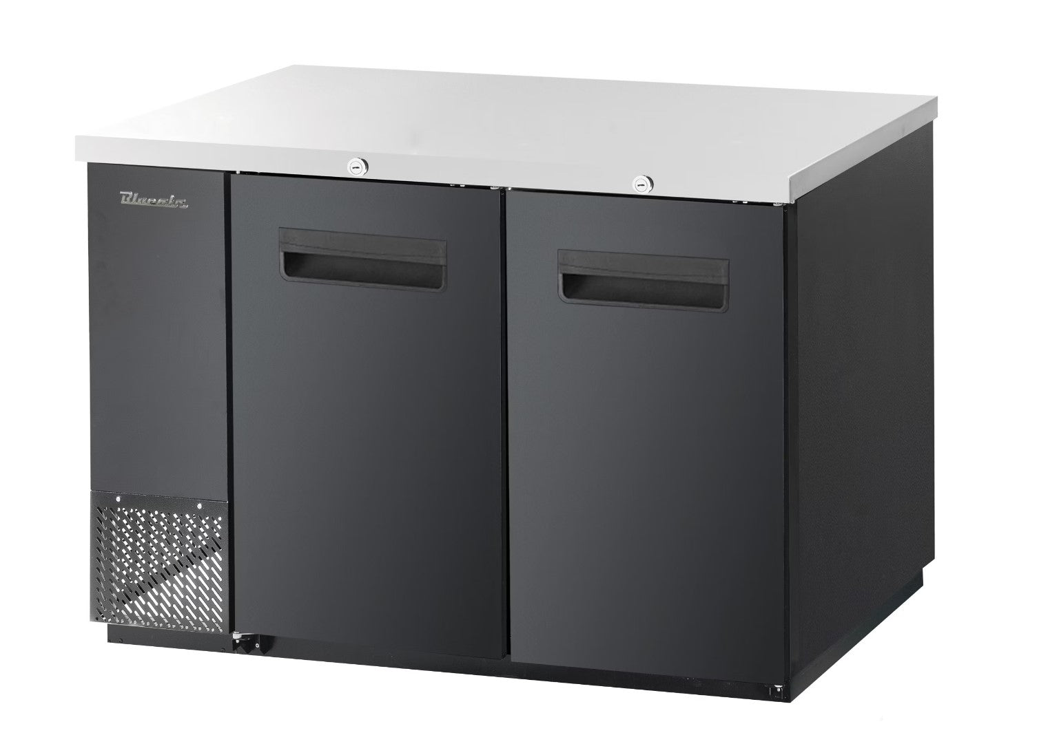 Blueair 2 Doors Back Bar Cooler, Black Finish Exterior, 59" W x 27" D, R-290 Refrigerant