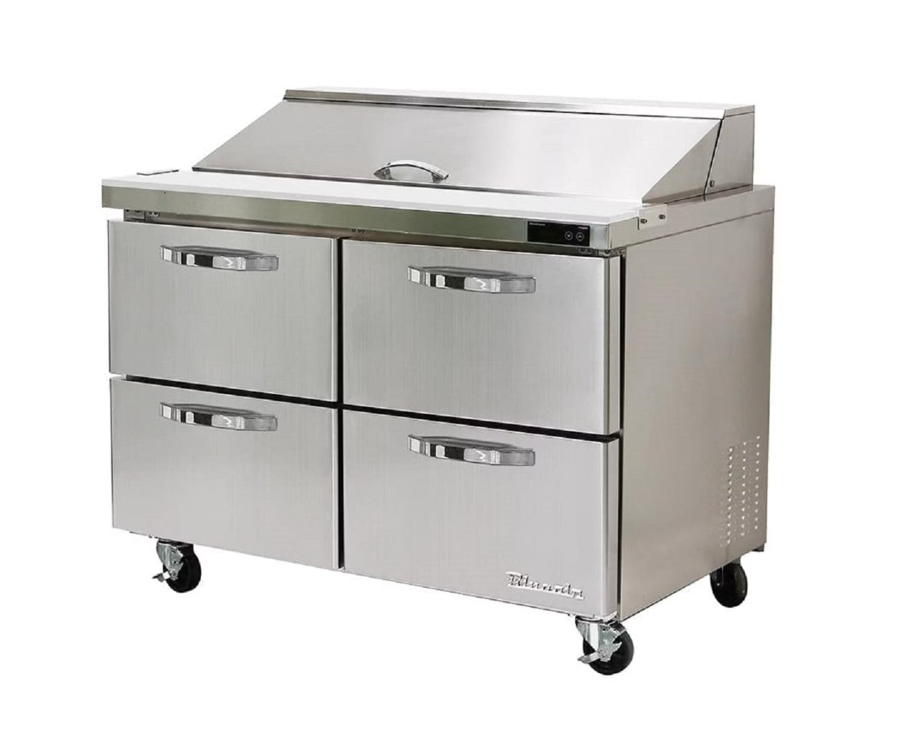 Blueair 4 Drawers All Stainless Prep Table with (12) 1/6 Pans - 48" wide, 13 cu/ft., R-290 Refrigerant