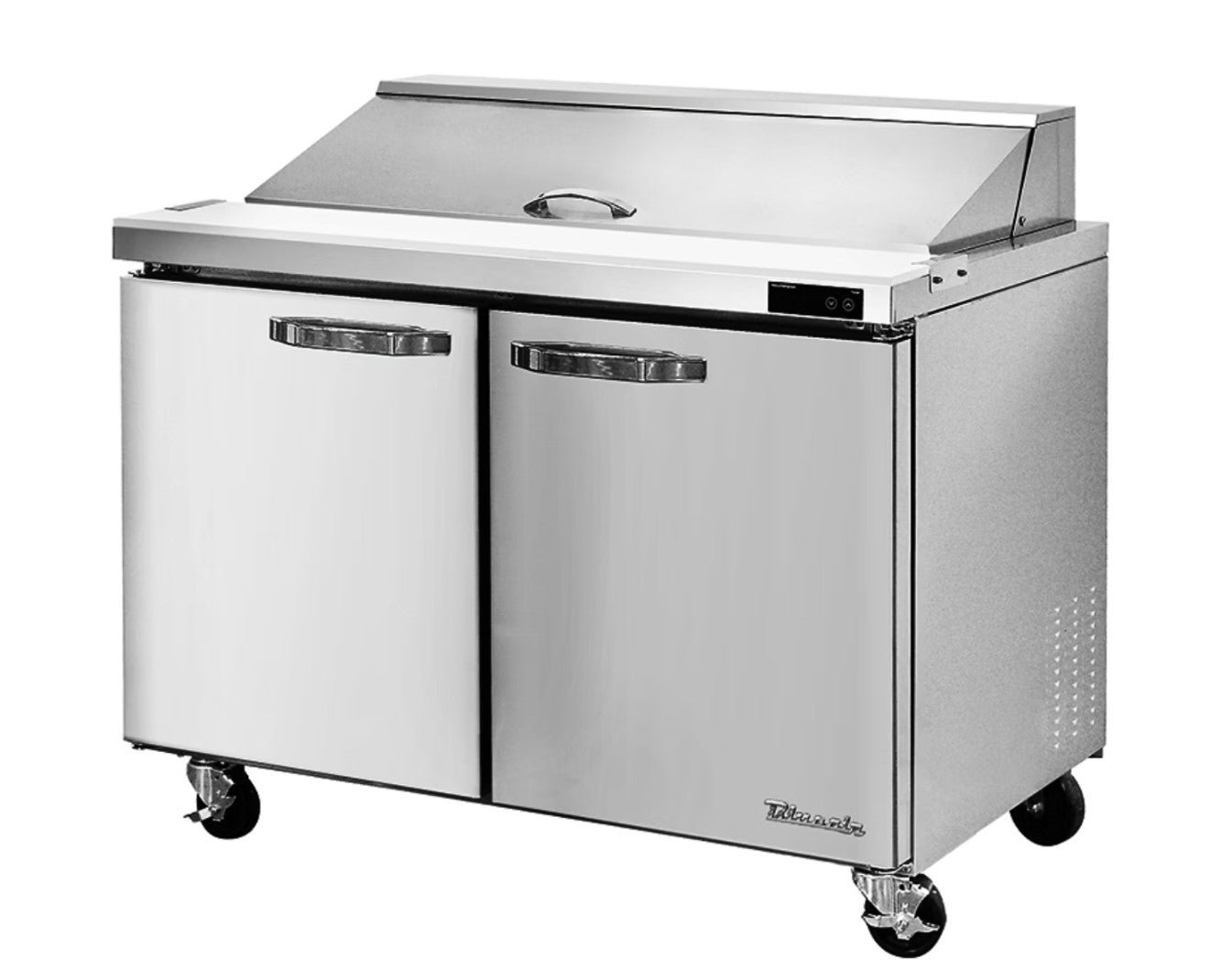 Blueair 2 Doors All Stainless Prep Table with (12) 1/6 Pans - 48" wide, 13 cu/ft., R-290 Refrigerant