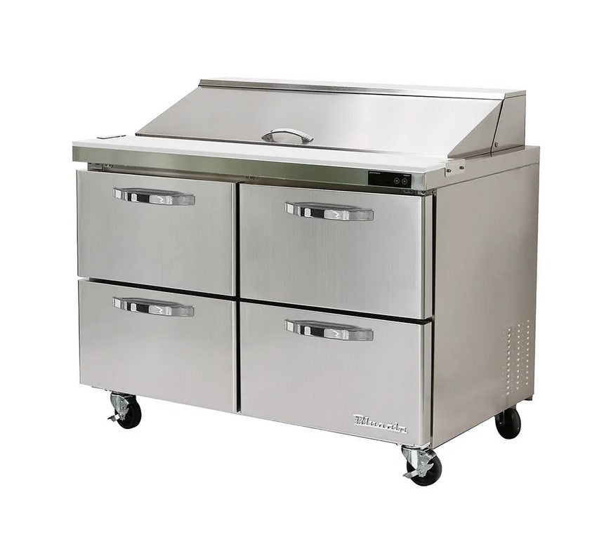 Blueair 4 Drawers All Stainless Prep Table with (16) 1/6  Pans - 60" wide, 16.5 cu/ft., R-290 Refrigerant