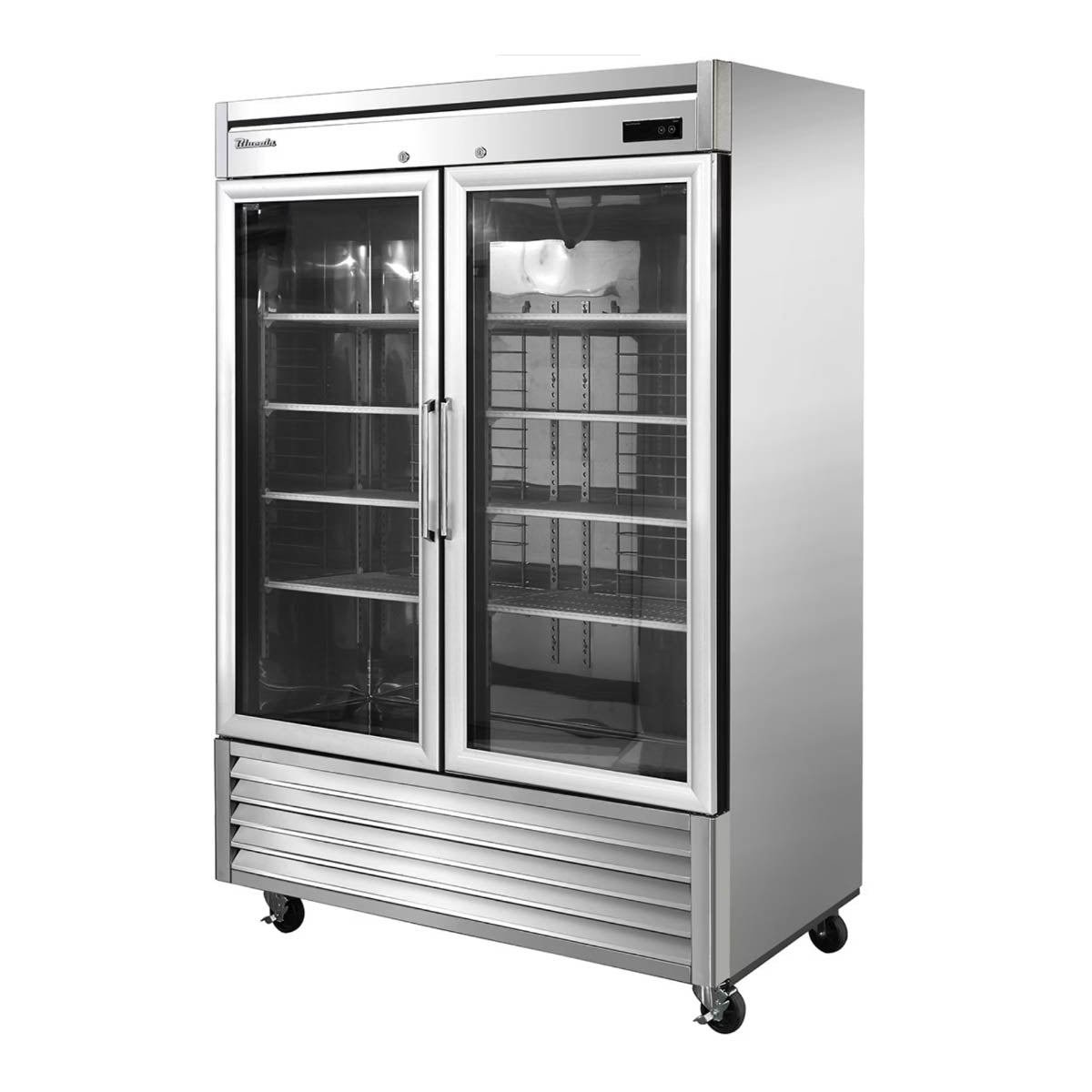 Blueair 2 Section Glass Door Bottom Mount Reach-In Refrigerator, 49 cu. ft. R-290 Refrigerant, Energy Star Rated