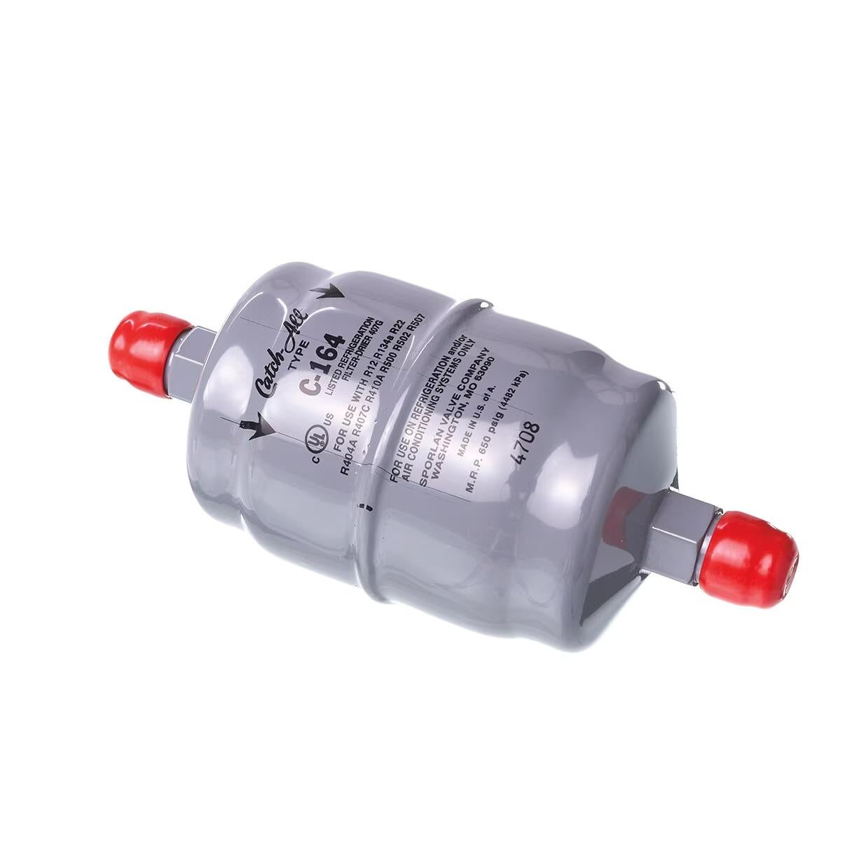 Sporlan Uni-directional Liquid Line Filter Drier - 9.8 Tons, Flare SAE (M/M), 3 x 6-15/16 in. - C-164