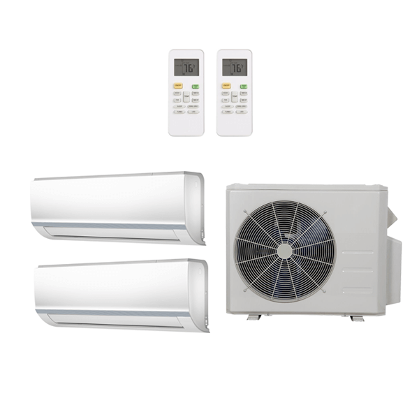 24,000 Btu 23 Seer Carrier 2-Zone Ductless Mini Split Heat Pump System - 9K-18K