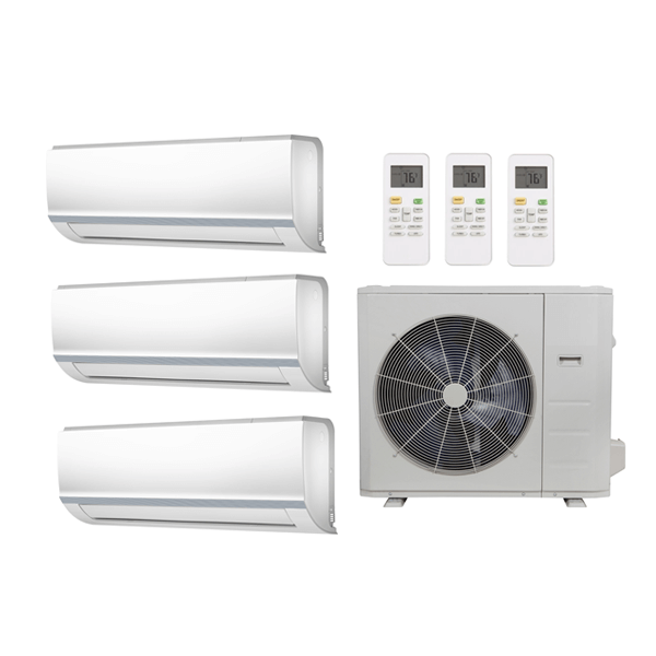 30,000 Btu 23.8 Seer Carrier 3-Zone Ductless Mini Split Heat Pump System - 9K-9K-9K