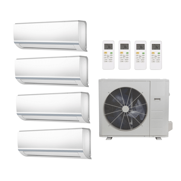 48,000 Btu 22.4 Seer Carrier 4-Zone Ductless Mini Split Heat Pump System - 9K-12K-12K-18K