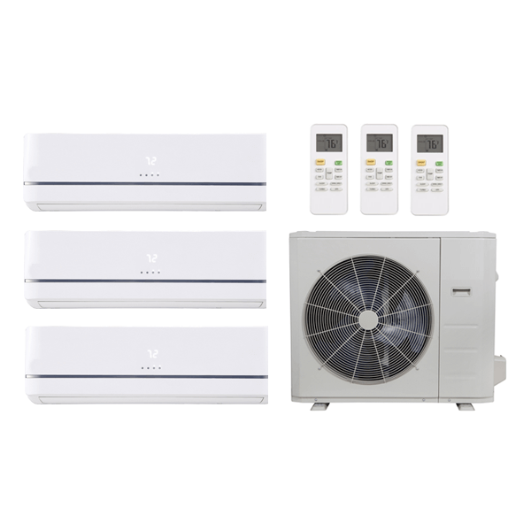 30,000 Btu 23.8 Seer Carrier 3-Zone Ductless Mini Split Heat Pump System - 9K-12K-18K