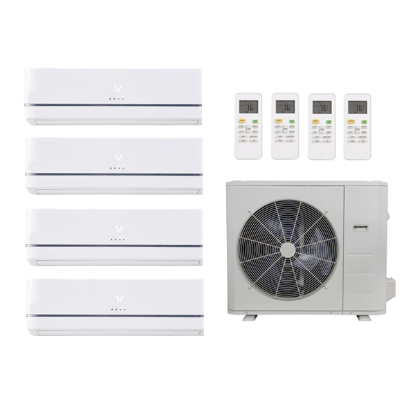 36,000 Btu 21.5 Seer Carrier 4-Zone Ductless Mini Split Heat Pump System - 9K-9K-12K-18K