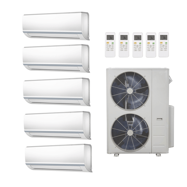 48,000 Btu 22.4 Seer Carrier 5-Zone Ductless Mini Split Heat Pump System - 9K-9K-9K-9K-9K