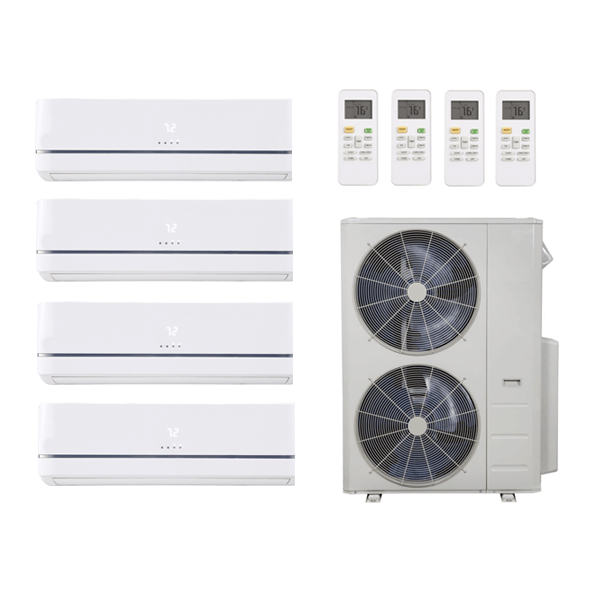 48,000 Btu 22.4 Seer Carrier 4-Zone Ductless Mini Split Heat Pump System - 9K-9K-18K-24K