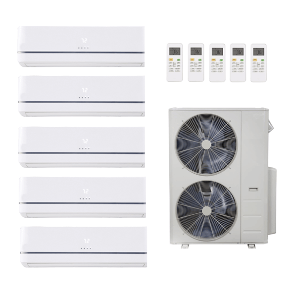 48,000 Btu 22.4 Seer Carrier 5-Zone Ductless Mini Split Heat Pump System - 9K-12K-12K-12K-12K