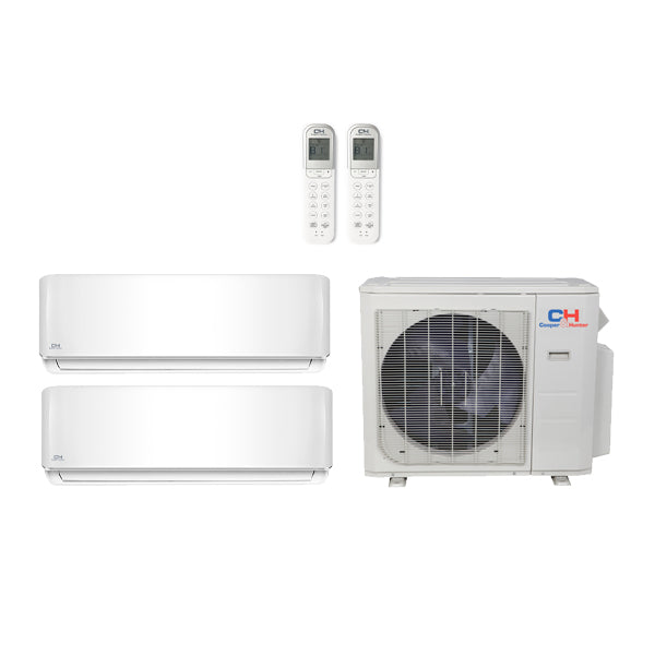 Cooper & Hunter 28,000 Btu 21 SEER2 R-454B 2-Zone Ductless Mini Split Heat Pump System - 9k-18k