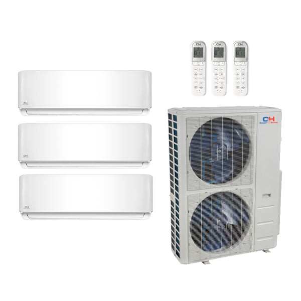 Cooper & Hunter 48,000 Btu 20.4 SEER2 R-454B 4-Zone Ductless Mini Split Heat Pump System - 9k-9k-9k-24k
