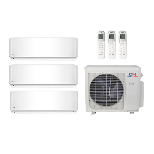 Cooper & Hunter 28,000 Btu 23.8 Seer 3-Zone Ductless Mini Split Heat Pump System - 9k-9k-18k