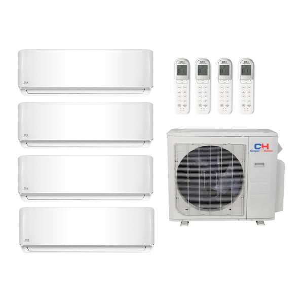 Cooper & Hunter 36,000 Btu 22.5 Seer 4-Zone Ductless Mini Split Heat Pump System - 9k-9k-12k-18k