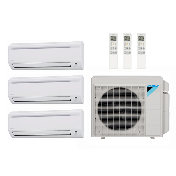 Daikin 36,000 Btu 20 SEER2 R-32 3-Zone Ductless Mini Split Heat Pump System - 7K-12K-12K