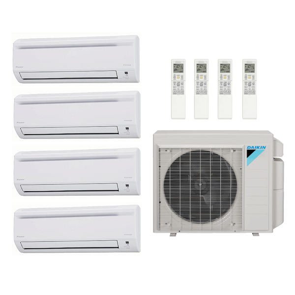 Daikin 36,000 Btu 20 SEER2 R-32 4-Zone Ductless Mini Split Heat Pump System - 7K-7K-12K-18K