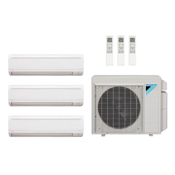 Daikin 36,000 Btu 20 SEER2 R-32 3-Zone Ductless Hyper Heat Mini Split Heat Pump System - 7K-12K-12K