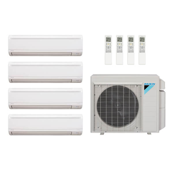 Daikin 40,000 Btu 20 SEER2 4-Zone Ductless Hyper Heat Mini Split Heat Pump System - 12K-12K-12K-12K