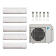 Daikin 40,000 Btu 20 SEER2 5-Zone Ductless Hyper Heat Mini Split Heat Pump System - 9K-9K-9K-9K-15K