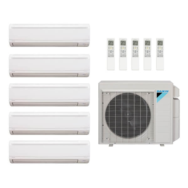 Daikin 55,000 Btu 20.2 Seer 5-Zone Mini Split Heat Pump System - 7K-9K-9K-12K-18K