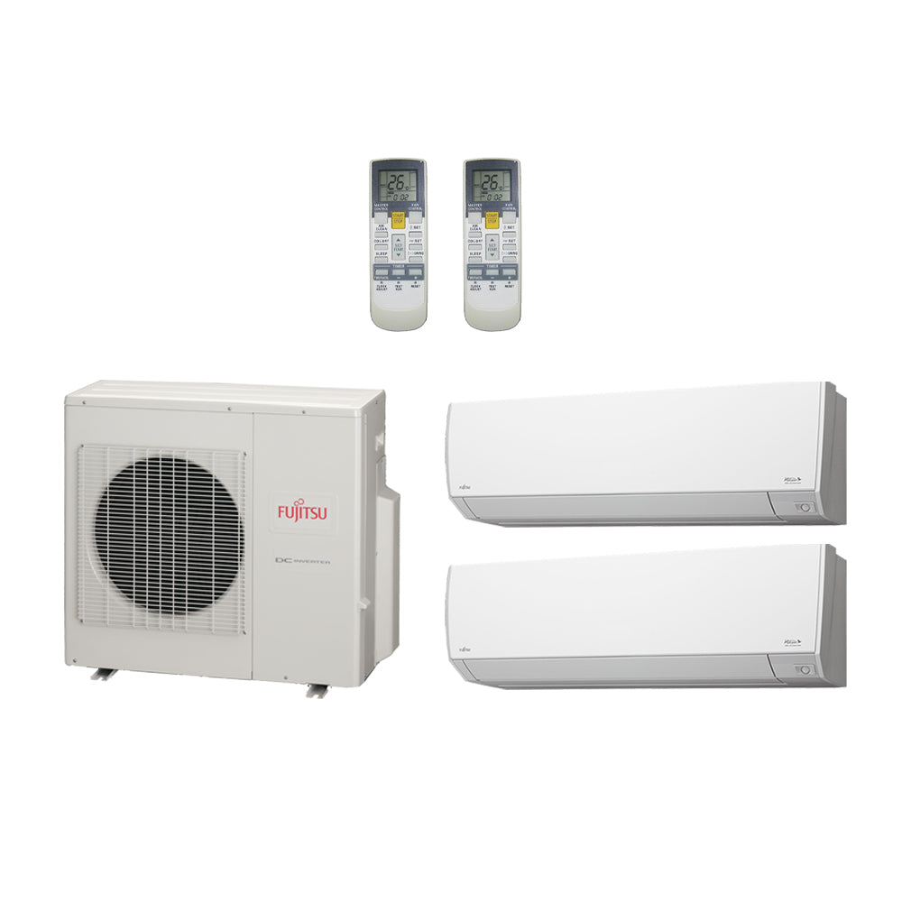 36,000 Btu 18 Seer Fujitsu 2-Zone Ductless Mini Split Heat Pump System - 18K-18K