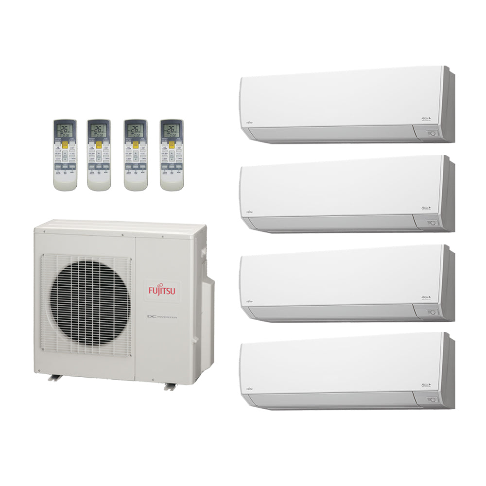 45,000 Btu 19.7 Seer Fujitsu 4-Zone Mini Split System - 9K-9K-12K-15K