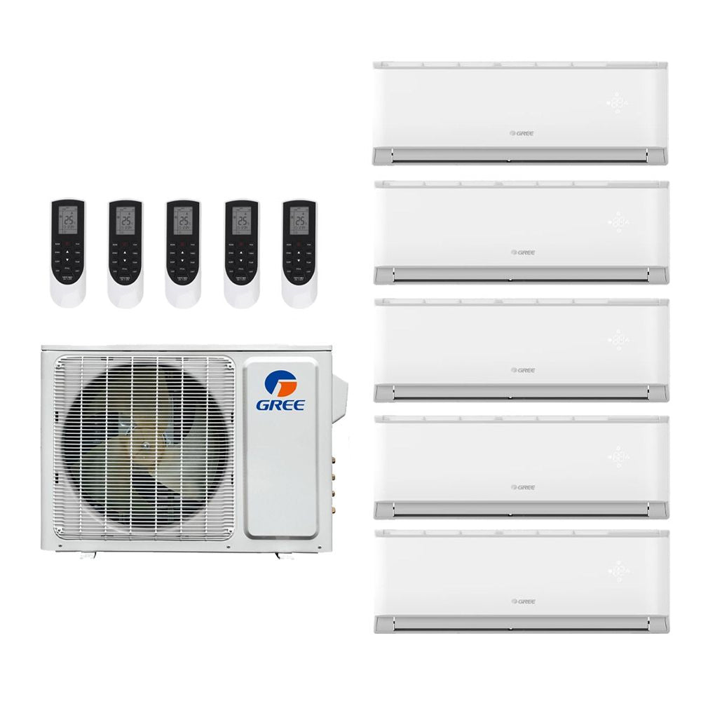 Gree Livo 42,000 Btu 21 SEER2 R-32 5-Zone Ductless Mini Split System - 9K-9K-9K-9K-18K