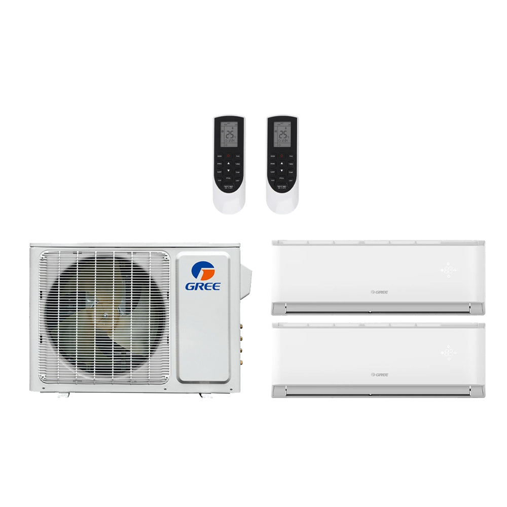27,000 Btu 21 Seer Gree 2-Zone Ductless Mini Split System - 9K-18K