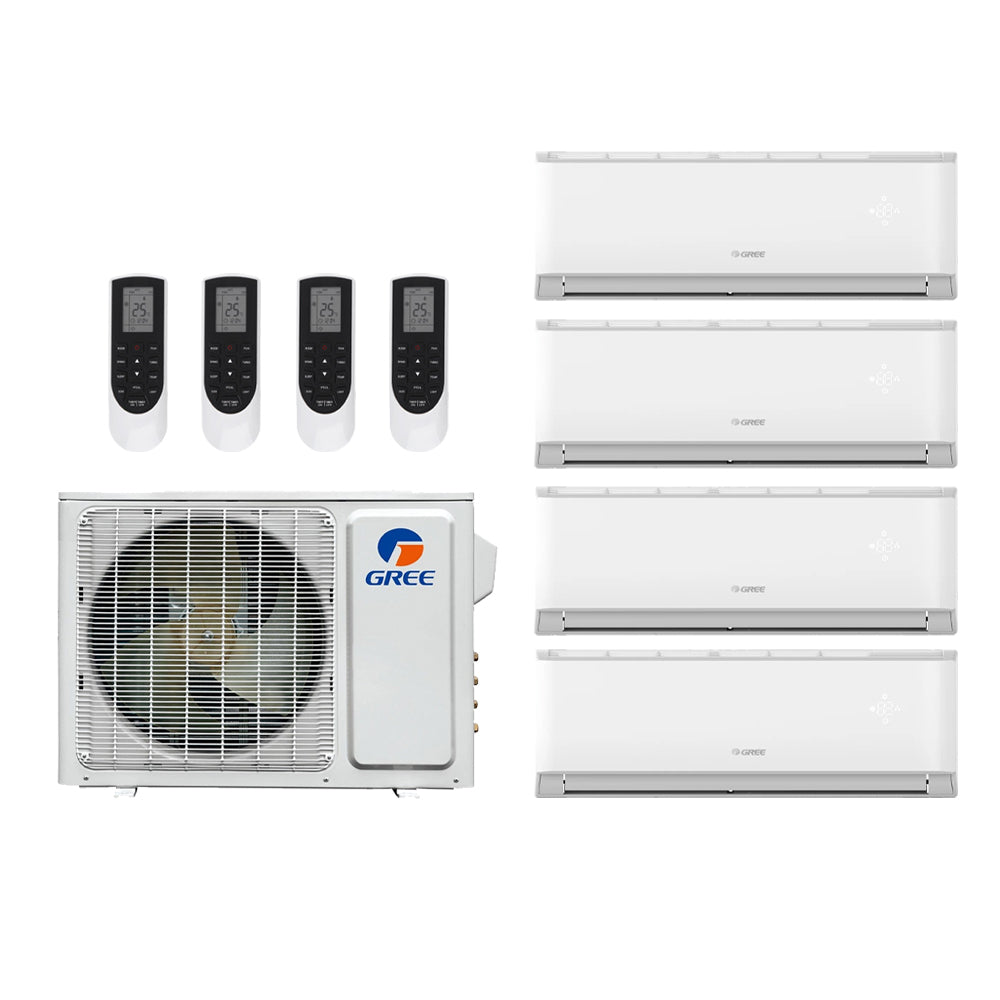 Gree Vireo 42,000 Btu 21 SEER2 R-32 4-Zone Ductless Mini Split System - 9K-9K-9K-18K