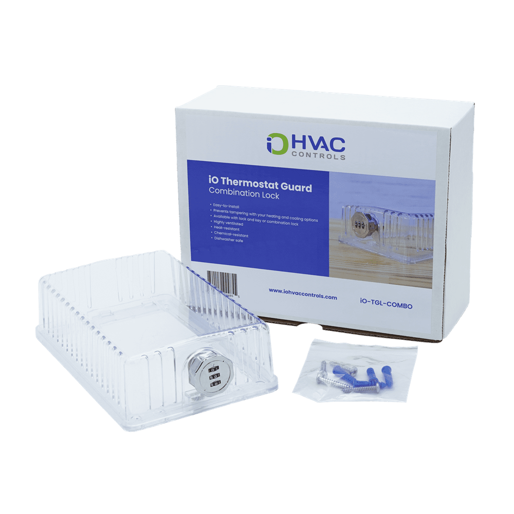 iO HVAC Controls Clear Universal Thermostat Cover Guard With Combination Lock Box, Thermostat Guard For Residential, Hotel, Business, 9" x 5.95" x 2.65"
