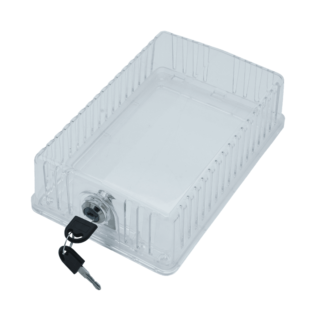 iO HVAC Controls Clear Universal Thermostat Cover Guard With Key Lock Box, Thermostat Guard For Residential, Hotel, Business, 9" x 5.95" x 2.65"