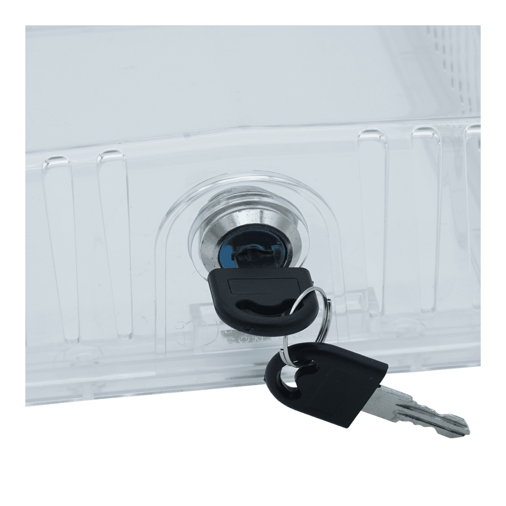 iO HVAC Controls Clear Universal Thermostat Cover Guard With Key Lock Box, Thermostat Guard For Residential, Hotel, Business, 9" x 5.95" x 2.65"