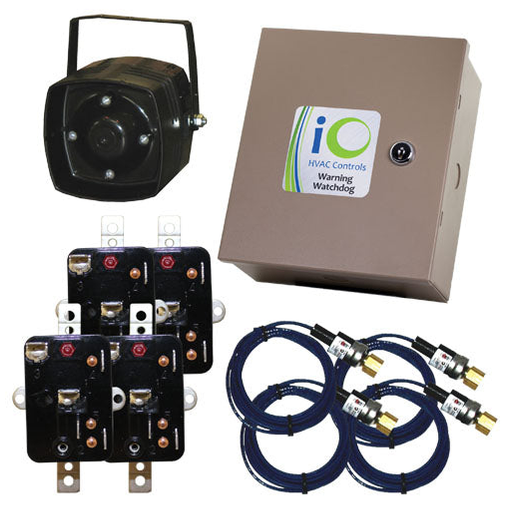 iO HVAC Controls iO-WW4 Warning Watchdog Logic Panel with 4 WW-R-240, 4 WW-PC