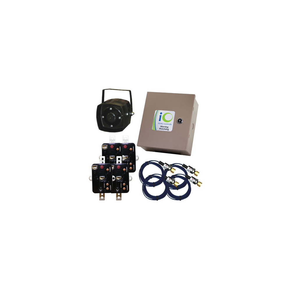 iO HVAC Controls iO-WW4 Warning Watchdog Logic Panel with 4 WW-R-240, 4 WW-PC