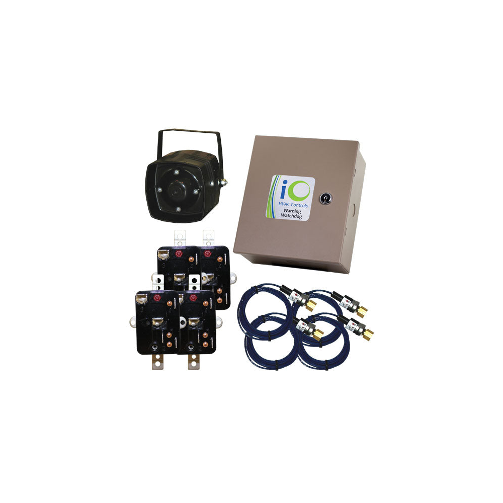 iO HVAC Controls iO-WW4 Warning Watchdog Logic Panel with 4 WW-R-240, 4 WW-PC