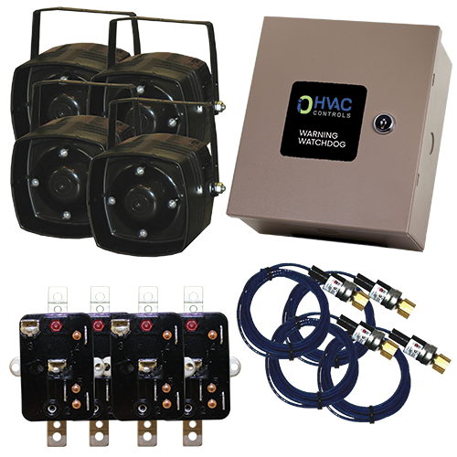 iO HVAC iO-WW4 Warning Watchdog Logic Panel with 4 WW-R-240, 4 WW-PC