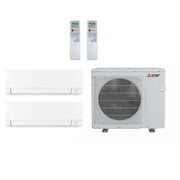 Mitsubishi 24,000 Btu 20 SEER2 2-Zone Ductless Mini Split Heat Pump System - 9K-9K