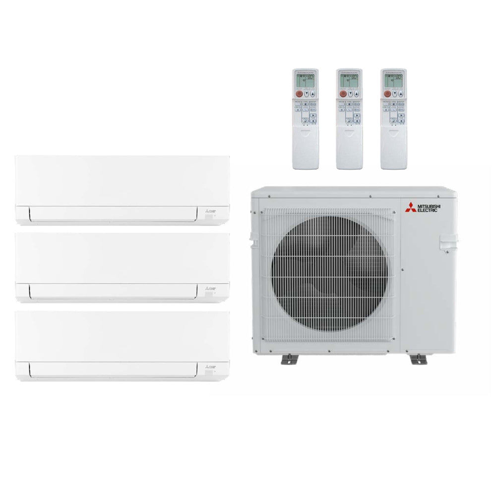 Mitsubishi 3-Zone Ductless Mini Split Heat Pump System 